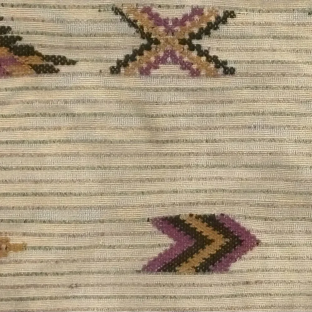 Vtg MCM Huge Zapotec Oaxaca Hand Woven Wool Geometric Blanket w/ Fringe 60x60